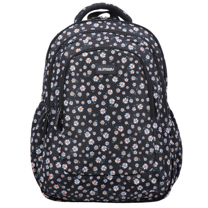 Black Daisies Large Backpack