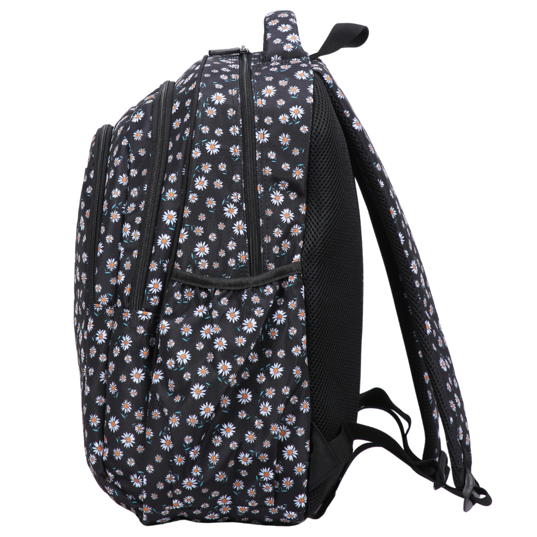 Black Daisies Large Backpack