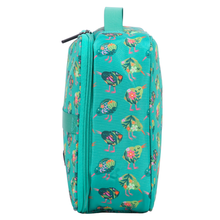 side view of green kiwibird lunch bag