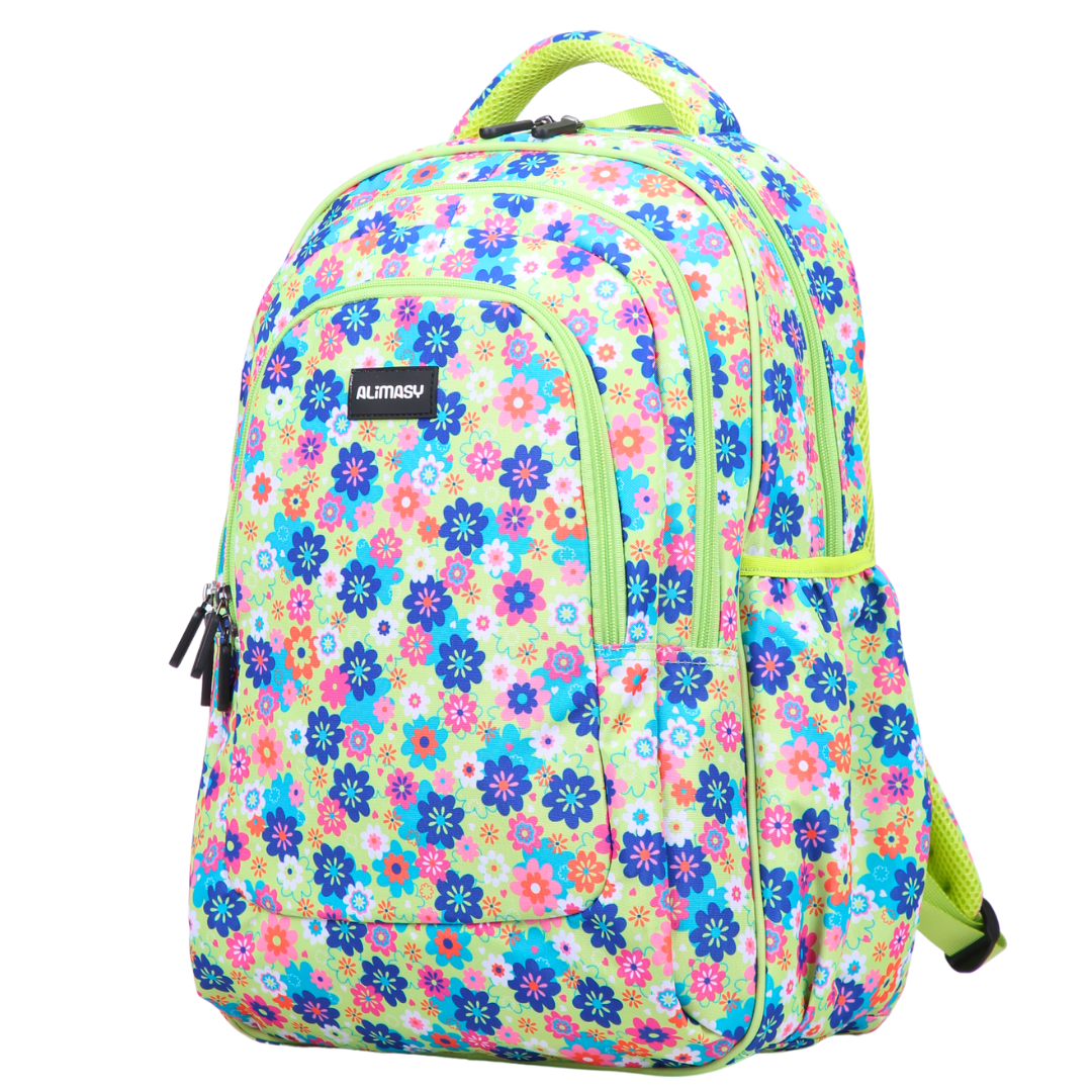 Green Floral Large Backpack