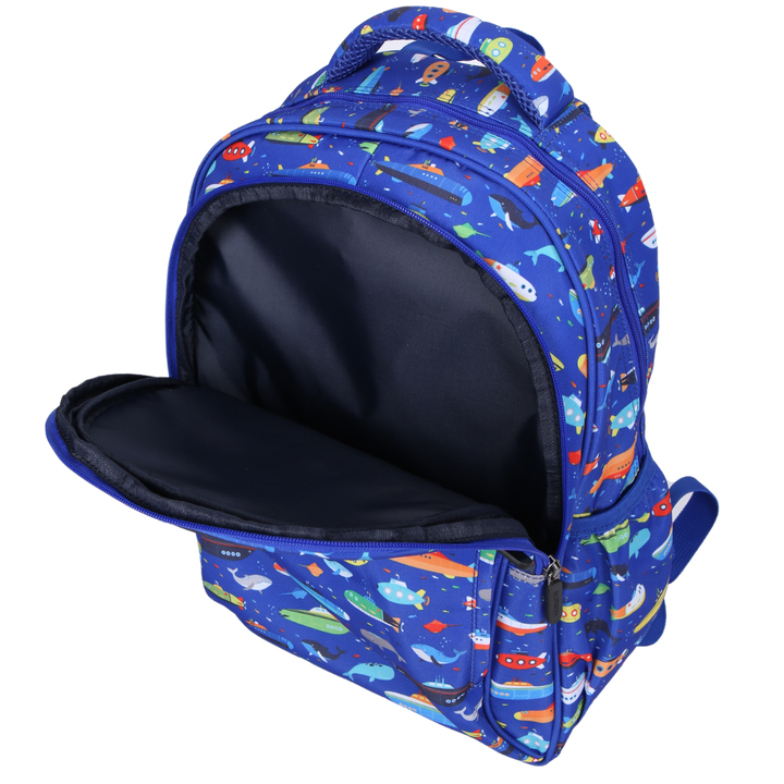 Submarines & Whales Midsize Kids Backpack close-up print high-quality fabric waterproof midsize kids backpack