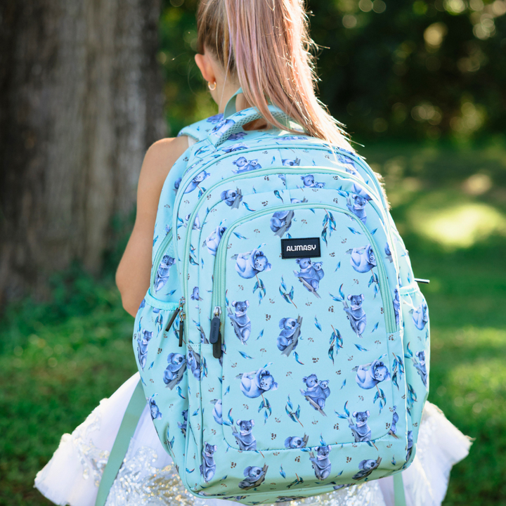 Lifestyle photo of child wearing Koala Large School Backpack Perfect school backpack for kids